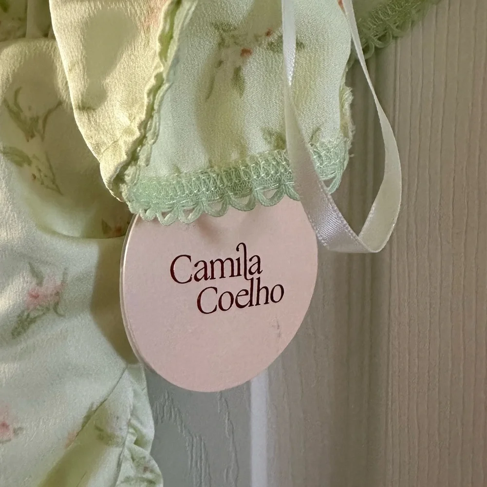 Camila Coelho Eva Mini Dress in Sage Delilah Size Large NWT - Picture 5 of 8